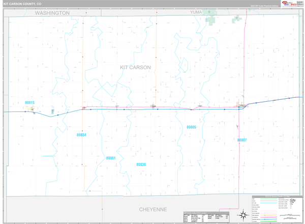 Kit Carson County, CO Wall Map Premium Style